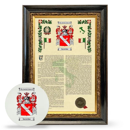Saccavino Framed Armorial History and Mouse Pad - Heirloom