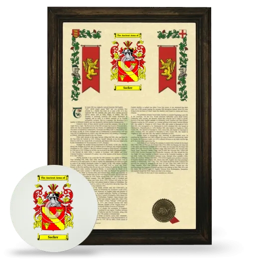 Sacker Framed Armorial History and Mouse Pad - Brown