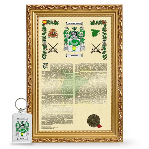 Salcedo Framed Armorial History and Keychain - Gold