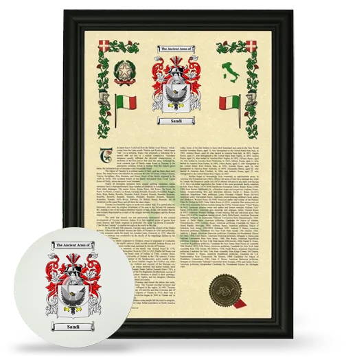 Sandi Framed Armorial History and Mouse Pad - Black