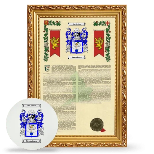 Sawndman Framed Armorial History and Mouse Pad - Gold