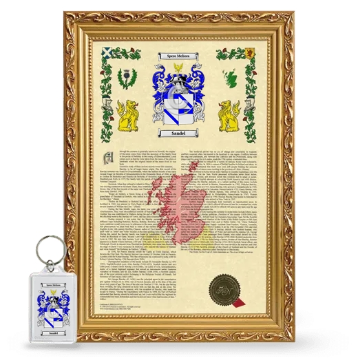 Sandel Framed Armorial History and Keychain - Gold