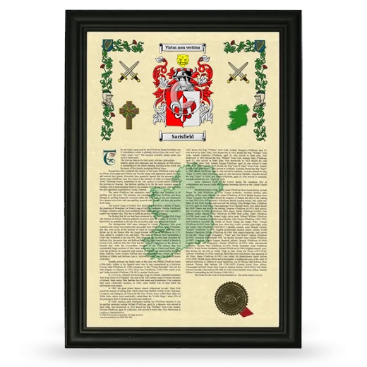 Sarisfield Armorial History Framed - Black