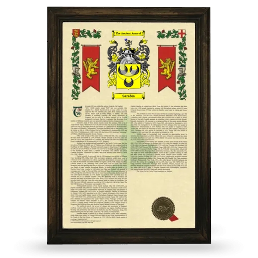 Sarabia Armorial History Framed - Brown