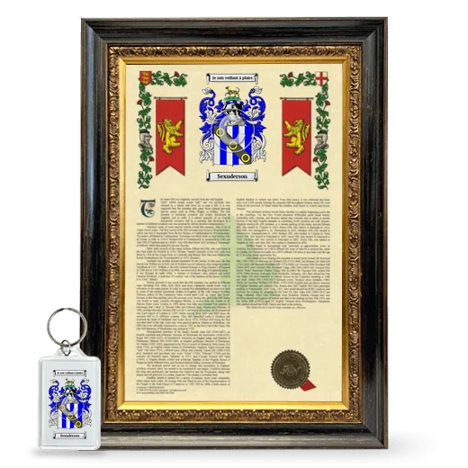 Sexnderson Framed Armorial History and Keychain - Heirloom