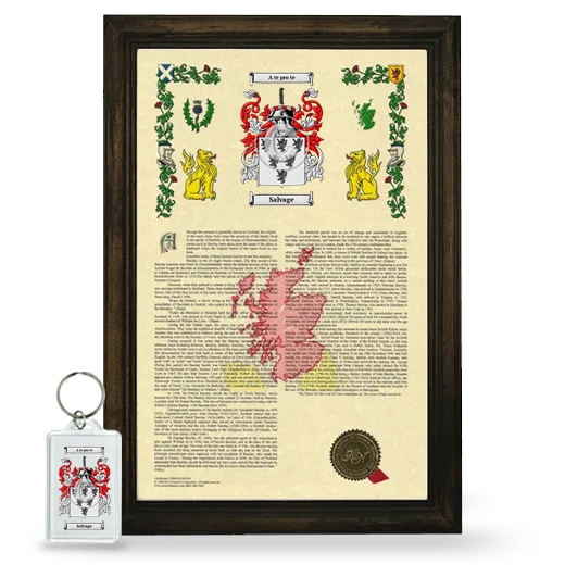 Salvage Framed Armorial History and Keychain - Brown