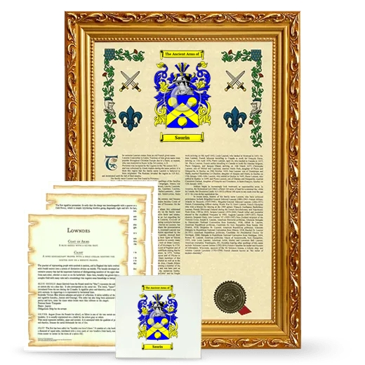 Saurin Framed Armorial, Symbolism and Large Tile - Gold