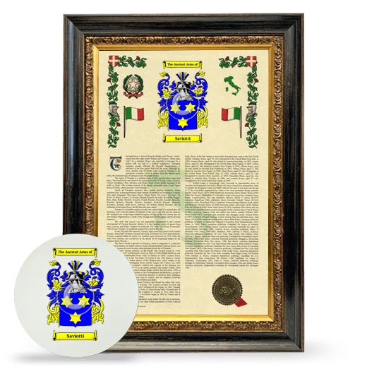 Saviotti Framed Armorial History and Mouse Pad - Heirloom