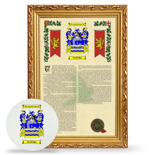 Sawbridge Framed Armorial History and Mouse Pad - Gold