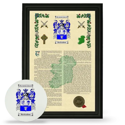 MacScanlane Framed Armorial History and Mouse Pad - Black