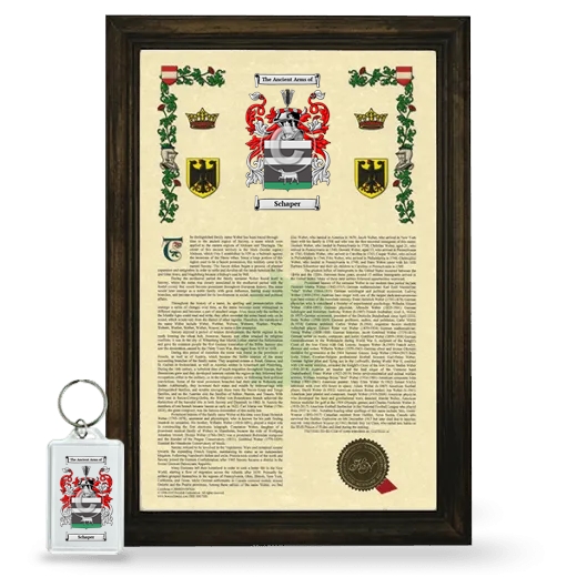 Schaper Framed Armorial History and Keychain - Brown