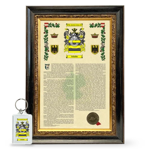 Schabia Framed Armorial History and Keychain - Heirloom