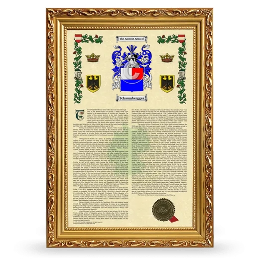 Schaumbergges Armorial History Framed - Gold