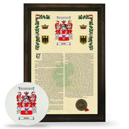 Sheller Framed Armorial History and Mouse Pad - Brown