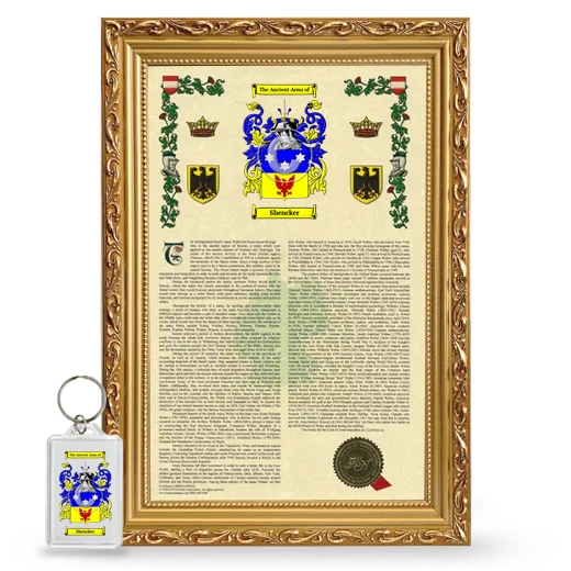 Shencker Framed Armorial History and Keychain - Gold