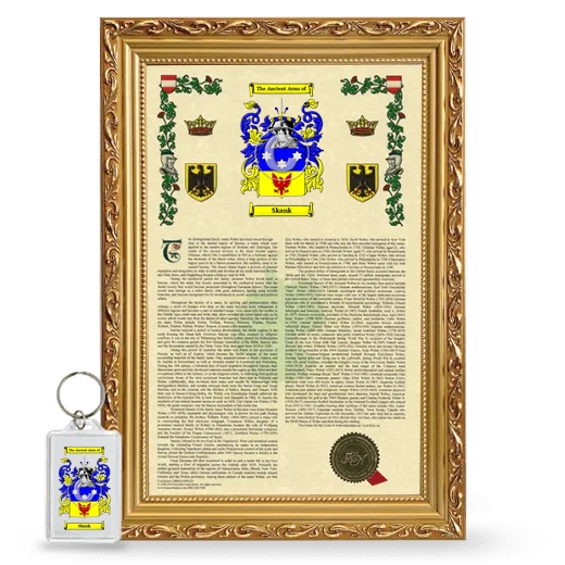 Skank Framed Armorial History and Keychain - Gold