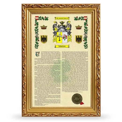 Schertzer Armorial History Framed - Gold