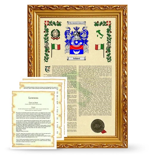 Schiavi Framed Armorial History and Symbolism - Gold