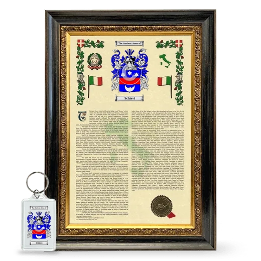 Schiavi Framed Armorial History and Keychain - Heirloom