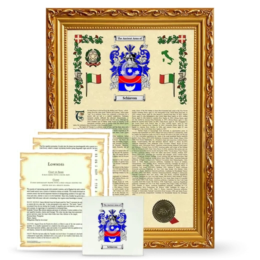 Schiavon Framed Armorial, Symbolism and Large Tile - Gold