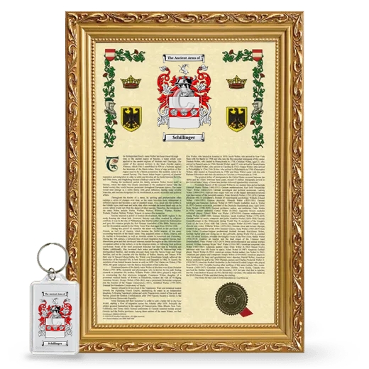 Schillinger Framed Armorial History and Keychain - Gold