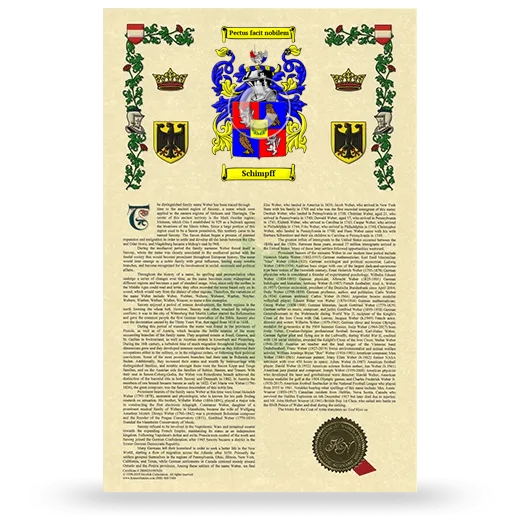 Schimpff Armorial History with Coat of Arms