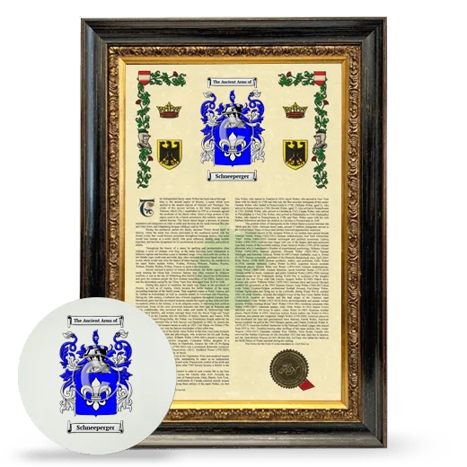 Schneeperger Framed Armorial History and Mouse Pad - Heirloom