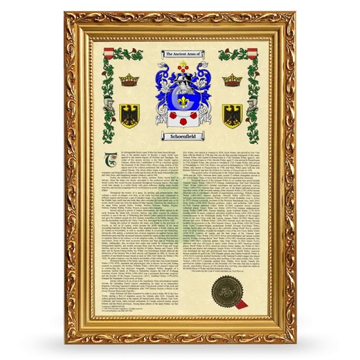 Schoenfield Armorial History Framed - Gold