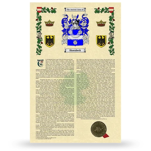 Shoenbeck Armorial History with Coat of Arms