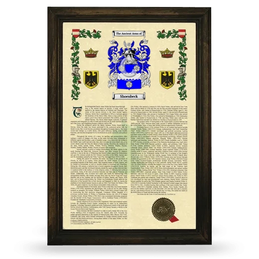 Shoenbeck Armorial History Framed - Brown