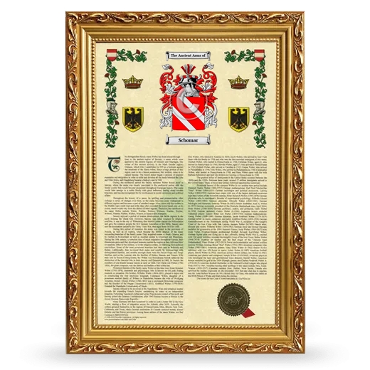 Schomar Armorial History Framed - Gold