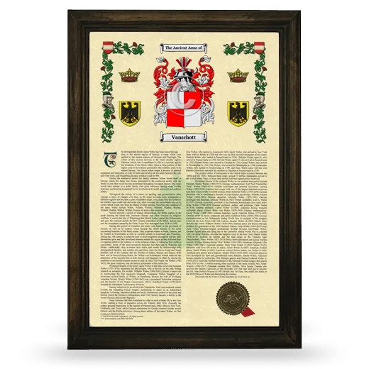 Vanschott Armorial History Framed - Brown