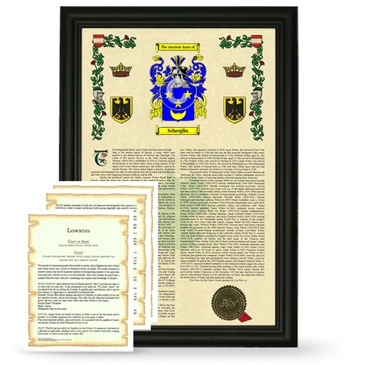 Schreglin Framed Armorial History and Symbolism - Black