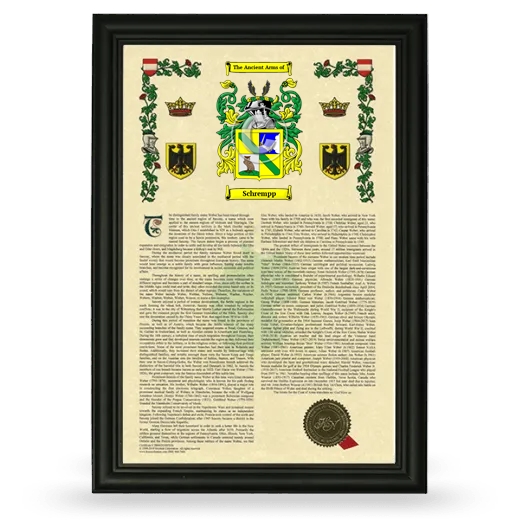 Schrempp Armorial History Framed - Black