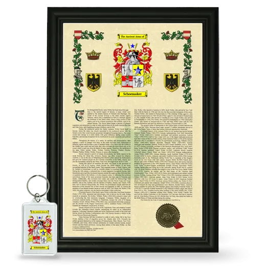 Schoemaker Framed Armorial History and Keychain - Black