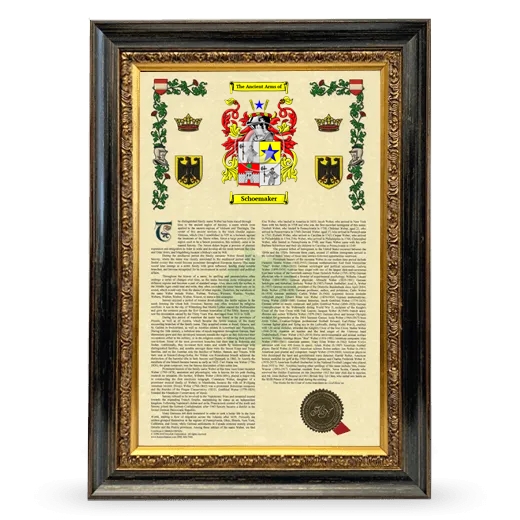 Schoemaker Armorial History Framed - Heirloom