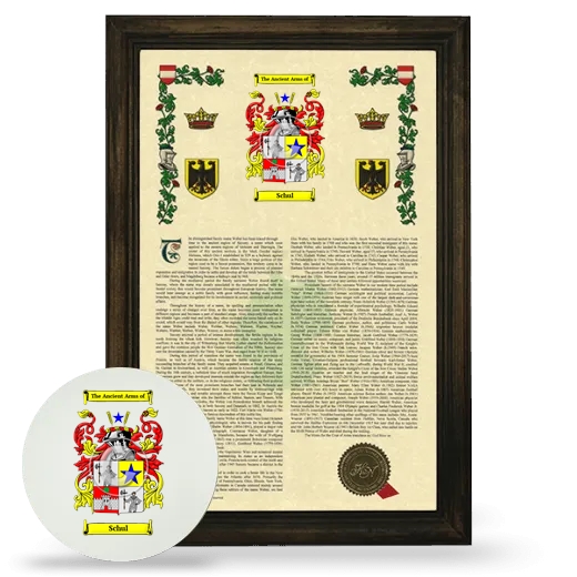 Schul Framed Armorial History and Mouse Pad - Brown