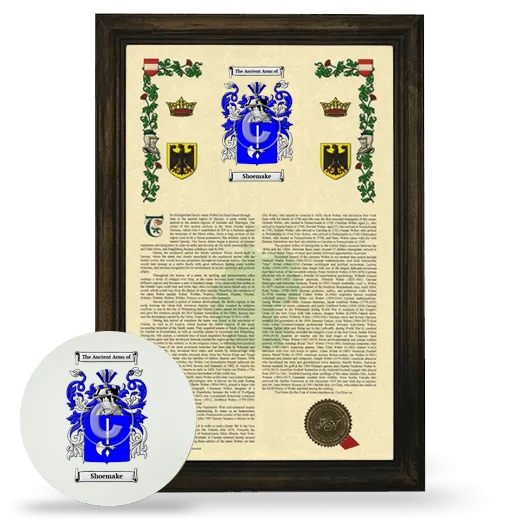 Shoemake Framed Armorial History and Mouse Pad - Brown