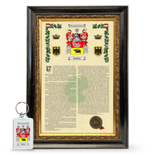 Sweitzer Framed Armorial History and Keychain - Heirloom