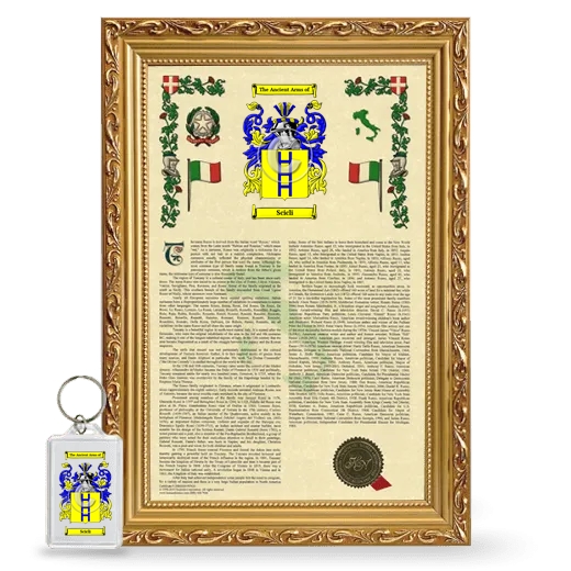 Scicli Framed Armorial History and Keychain - Gold