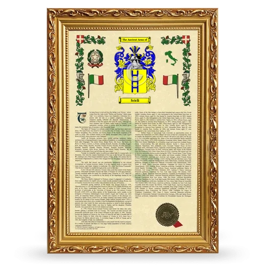 Scicli Armorial History Framed - Gold