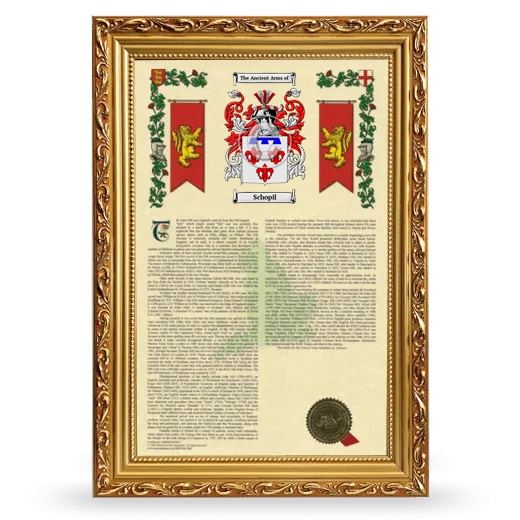 Schopil Armorial History Framed - Gold