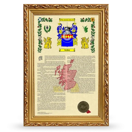 Scobey Armorial History Framed - Gold