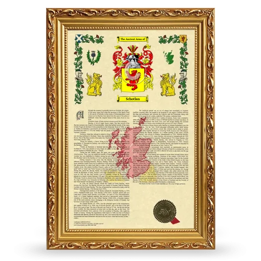 Schotlan Armorial History Framed - Gold