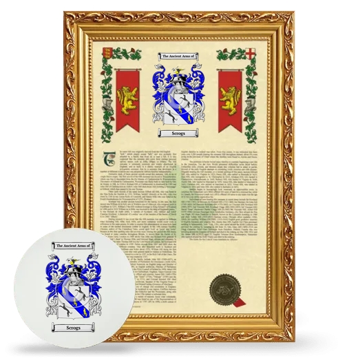 Scrogs Framed Armorial History and Mouse Pad - Gold