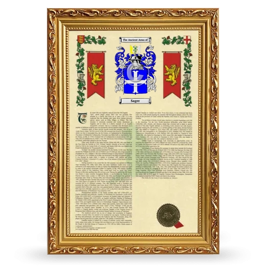 Sager Armorial History Framed - Gold