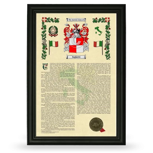 Seghetti Armorial History Framed - Black