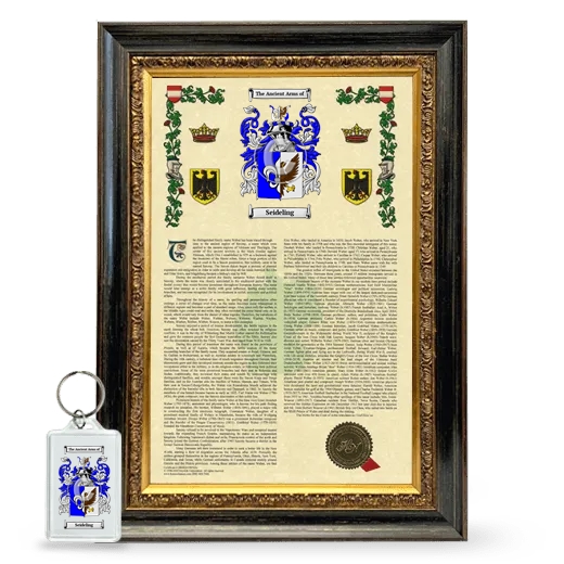 Seideling Framed Armorial History and Keychain - Heirloom