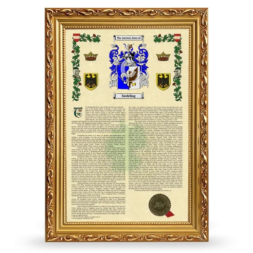 Siedeling Armorial History Framed - Gold