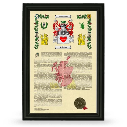 Sellkrish Armorial History Framed - Black